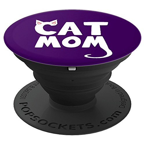 Cat Mom - Fun Cat Lovers Gift, Purple - PopSockets Grip and Stand for Phones and Tablets Cat Mom - Fun Cat Lovers Gift, Purple - PopSockets Grip and Stand for Phones and Tablets