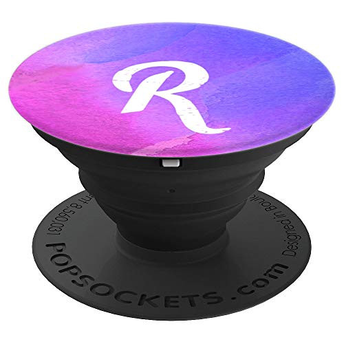Letter R Monogram Bright Purple & Pink Watercolor - PopSockets Grip and Stand for Phones and Tablets