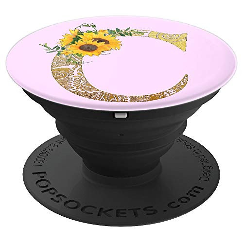 Sunflower Pop Socket Pink Letter C - Phone Stand Popsocket - PopSockets Grip and Stand for Phones and Tablets