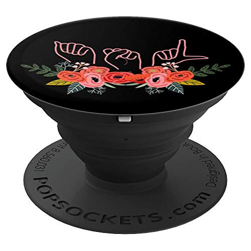 ASL American Sign Language Floral Art Deaf Interpreter - PopSockets Grip and Stand for Phones and Tablets