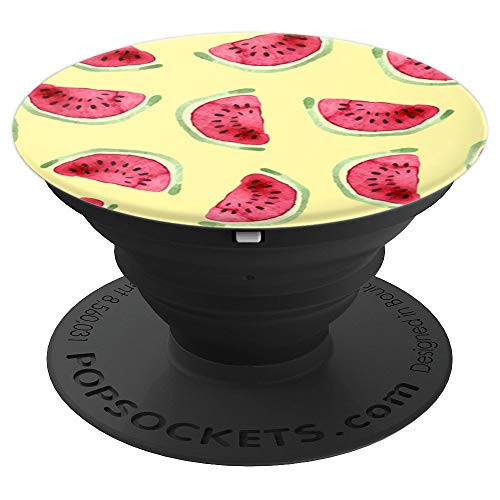 Yellow Vintage Watermelon Slice, Watercolor Melon, Cute - PopSockets Grip and Stand for Phones and Tablets