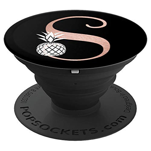 Letter S rose pink monogram phone stand pineapple, initial S - PopSockets Grip and Stand for Phones and Tablets