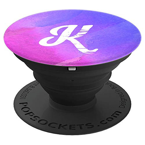 Letter K Monogram Bright Purple & Pink Watercolor - PopSockets Grip and Stand for Phones and Tablets