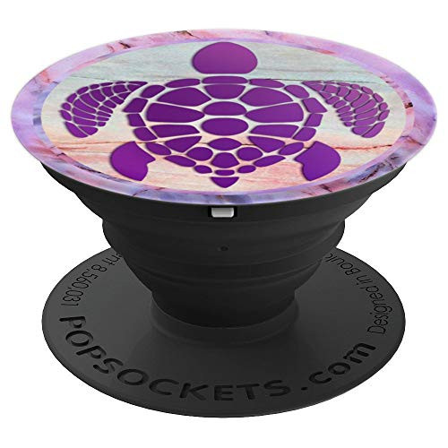 Purple Sea Turtle on Pink Blue Green Marbled Look - PopSockets Grip and Stand for Phones and Tablets Purple Sea Turtle on Pink Blue Green Marbled Look - PopSockets Grip and Stand for Phones and Tablets