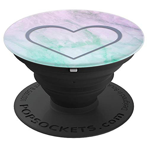 Teal And Purple Heart Marble Pop Socket Design - PopSockets Grip and Stand for Phones and Tablets