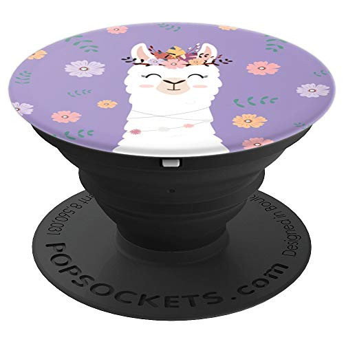 Cute Boho Animals - Flower Crown Llama Alpaca Face on Purple - PopSockets Grip and Stand for Phones and Tablets Cute Boho Animals - Flower Crown Llama Alpaca Face on Purple - PopSockets Grip and Stand for Phones and Tablets