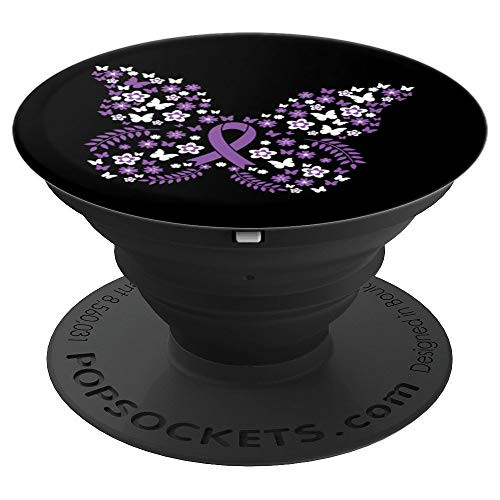 Flower Butterfly Pancreas Cancer Awareness Ribbon Gifts PopSockets Grip and Stand for Phones and Tablets Flower Butterfly Pancreas Cancer Awareness Ribbon Gifts PopSockets Grip and Stand for Phones and Tablets