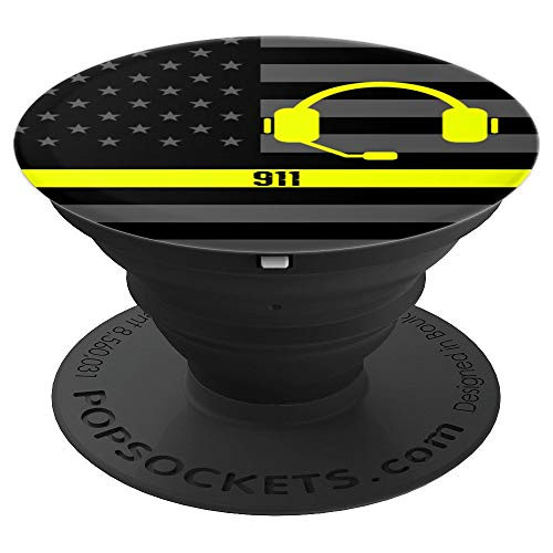 Thin Gold Yellow Line Police 911 Dispatcher - PopSockets Grip and Stand for Phones and Tablets