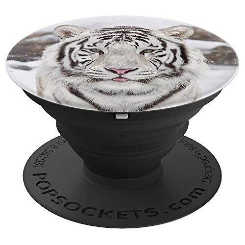 White Tiger Cute Big Wild Cat Animal Gift Idea - PopSockets Grip and Stand for Phones and Tablets