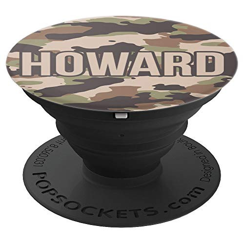 First Name Howard Green Tan & Brown Camo Pattern PACH803 - PopSockets Grip and Stand for Phones and Tablets