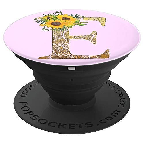 Sunflower Pop Socket Pink Letter E - Phone Stand Popsocket - PopSockets Grip and Stand for Phones and Tablets