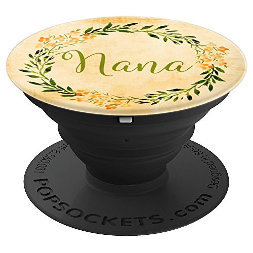 Blessed Nana Floral Wreath on Yellow Best Grandma Ever Gift - PopSockets Grip and Stand for Phones and Tablets