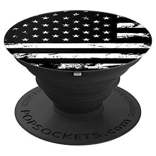 Distressed black and white American flag - PopSockets Grip and Stand for Phones and Tablets