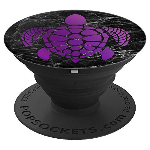 Purple Sea Turtle on Black Marbled Look - PopSockets Grip and Stand for Phones and Tablets Purple Sea Turtle on Black Marbled Look - PopSockets Grip and Stand for Phones and Tablets