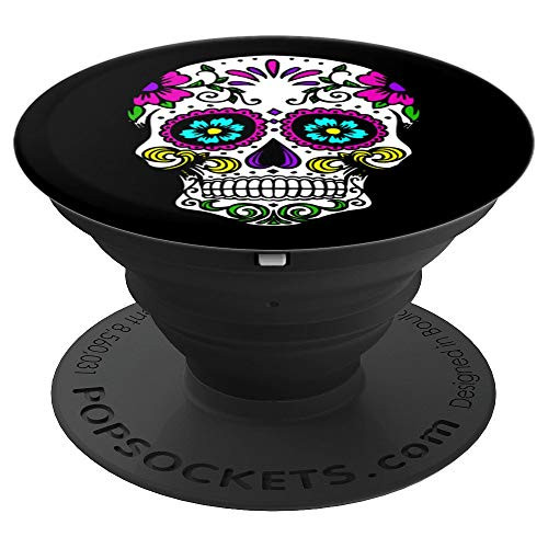 Day of the Dead Sugar Skull Purple Design - PopSockets Grip and Stand for Phones and Tablets