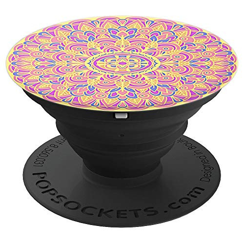 Pop Sockets Pink Yellow Blue Mandala Series - PopSockets Grip and Stand for Phones and Tablets