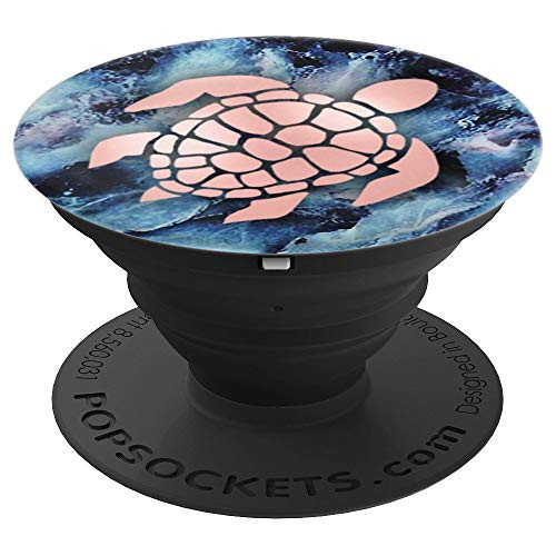 Sea Turtle Grip Golden Rose Blue Purple Marbled Design - PopSockets Grip and Stand for Phones and Tablets