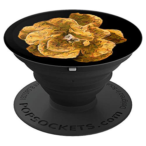 Mustard-Yellow Rose-Flower Pop-Socket Artistic Floral-Print - PopSockets Grip and Stand for Phones and Tablets
