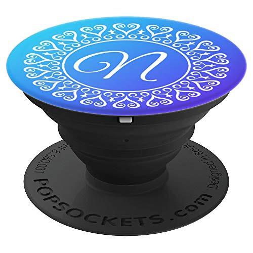 Cute Teal Purple Gradient Monogram N Initial Letter Name - PopSockets Grip and Stand for Phones and Tablets