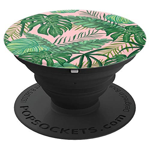 Tropical Plants and Leaves on Pink - PopSockets Grip and Stand for Phones and Tablets