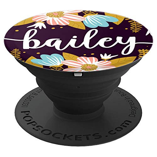 First Name Bailey & Pink Blue & Yellow Flowers PACH335 - PopSockets Grip and Stand for Phones and Tablets