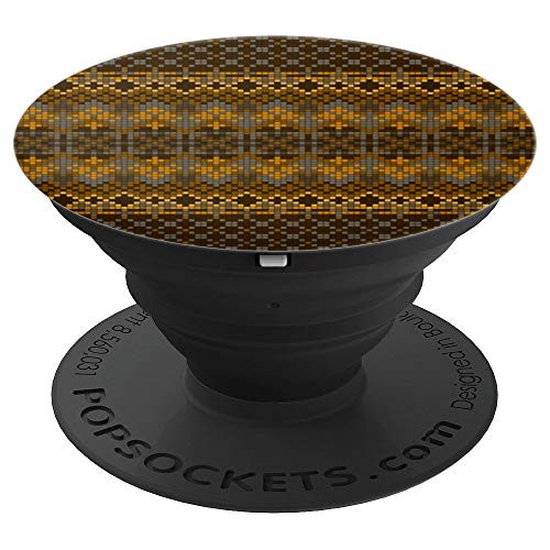 Brown and Dark Yellow Embroidery Design Pop Socket - PopSockets Grip and Stand for Phones and Tablets