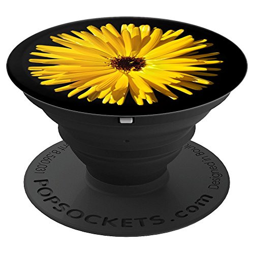Beautiful Yellow Daisy Flower Blossom Black - PopSockets Grip and Stand for Phones and Tablets
