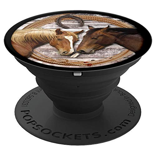 Cute Horse Pop Phone Grip For Girls - Two Horses Horseshoe - PopSockets Grip and Stand for Phones and Tablets