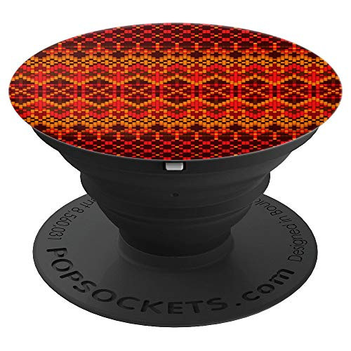 Red and Dark Brown Embroidery Design Pop Socket - PopSockets Grip and Stand for Phones and Tablets