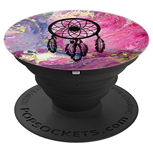 Dream Catcher Pink Marble Spiritual Boho Indian feather - PopSockets Grip and Stand for Phones and Tablets