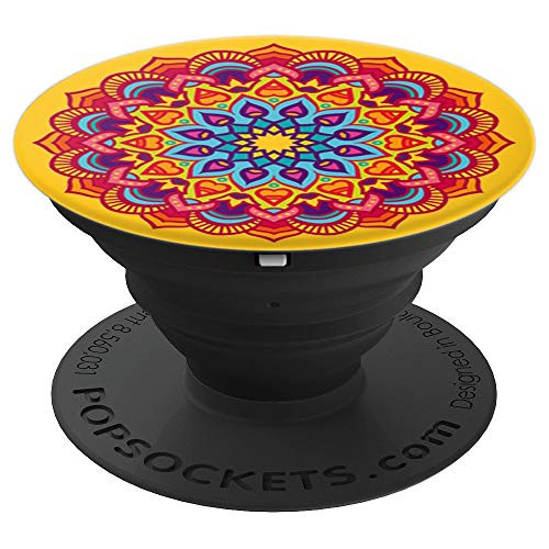 Zen Mindful Meditation Mandala Orange on Yellow PACJ0437 - PopSockets Grip and Stand for Phones and Tablets Zen Mindful Meditation Mandala Orange on Yellow PACJ0437 - PopSockets Grip and Stand for Phones and Tablets