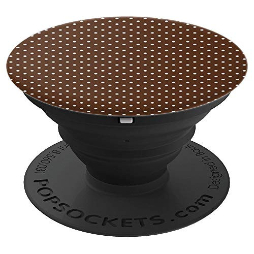 Dark Brown Small White Polka Dots Design PopSocket - PopSockets Grip and Stand for Phones and Tablets