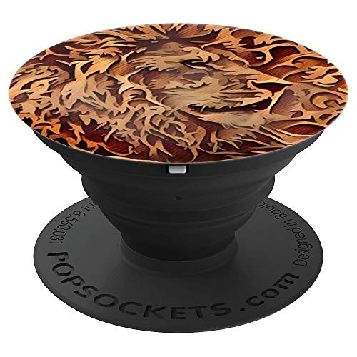 Grip Lion Brown On Colorful Artistic Design - PopSockets Grip and Stand for Phones and Tablets