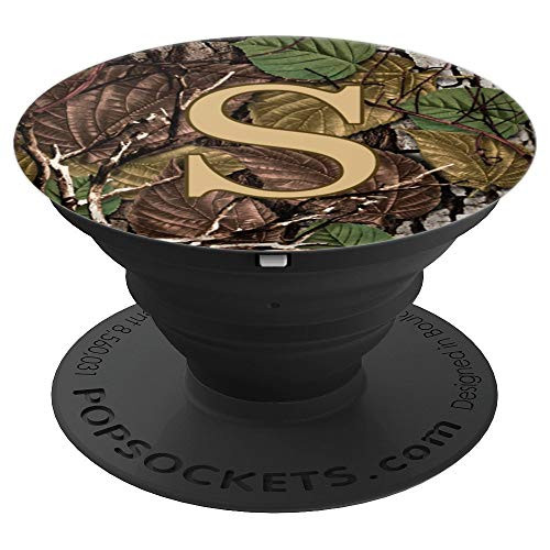 Camo Brown Hunting Camouflage Letter S Initial Monogram - PopSockets Grip and Stand for Phones and Tablets