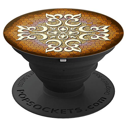 Rich Brown & Ivory Floral Graphic Design PopSockets - PopSockets Grip and Stand for Phones and Tablets