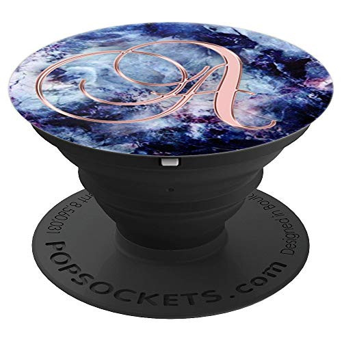 Letter A Golden Rose Blue Pink Purple Marbled Design - PopSockets Grip and Stand for Phones and Tablets