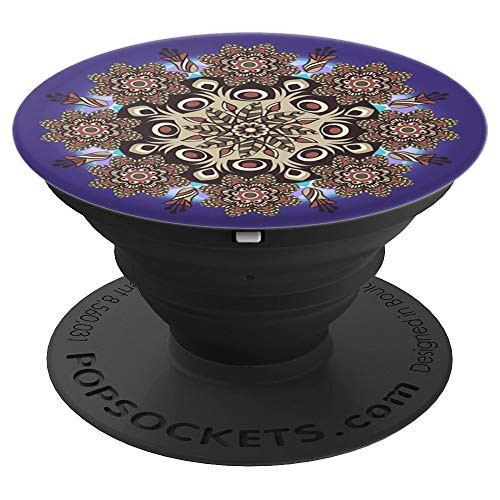 Purple And Brown Floral Mandala Pattern 
 - PopSockets Grip and Stand for Phones and Tablets