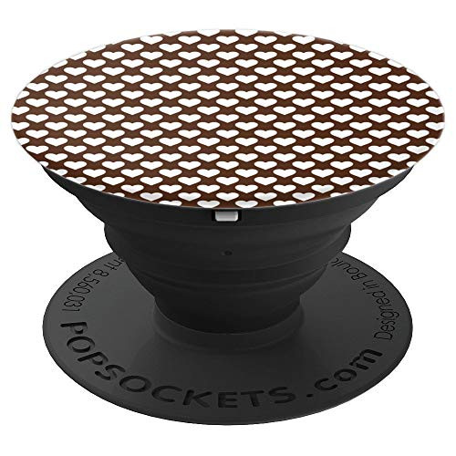 Dark Brown White Hearts Design PopSocket - PopSockets Grip and Stand for Phones and Tablets