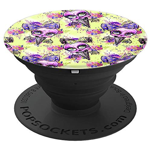 Skull Ice Cream Cone Skeletons Girl Goth Pastel Yellow - PopSockets Grip and Stand for Phones and Tablets