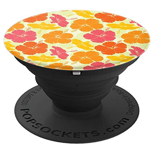 Hibiscus Flowers - Hawaiian Island - Orange, Pink and Yellow - PopSockets Grip and Stand for Phones and Tablets