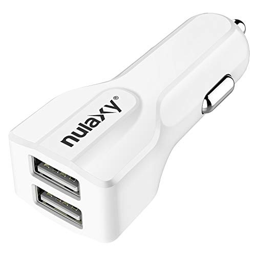 Car Charger, Nulaxy 4.8A/24W Dual-Port USB Phone Car Charger with Smart Identification Compatible with iPhone, iPad, Android Phones and Tablets - White Car Charger, Nulaxy 4.8A/24W Dual-Port USB Phone Car Charger with Smart Identification Compatible with iPhone, iPad, Android Phones and Tablets - White