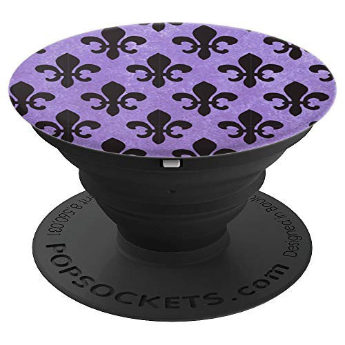 Purple French fleur de lis Floral Flower - PopSockets Grip and Stand for Phones and Tablets