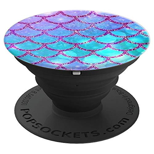 BLUE PURPLE MERMAID SCALE POP SOCKET FOR GIRL WOMEN LADY - PopSockets Grip and Stand for Phones and Tablets