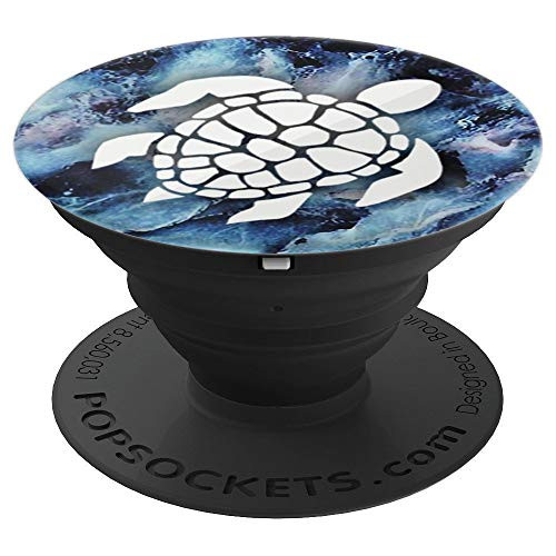 Sea Turtle Grey On Blue Purple Marbled - PopSockets Grip and Stand for Phones and Tablets