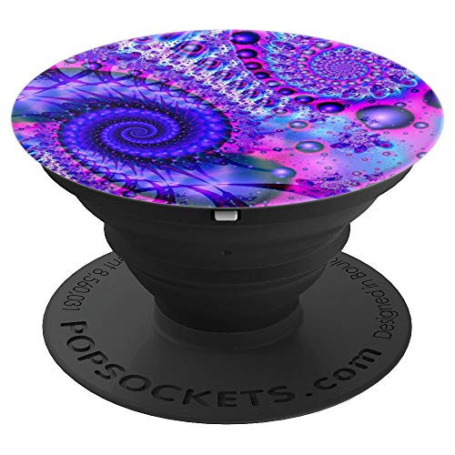 Psychedelic Purple Fractal Mandala Geometry Trippy Art - PopSockets Grip and Stand for Phones and Tablets
