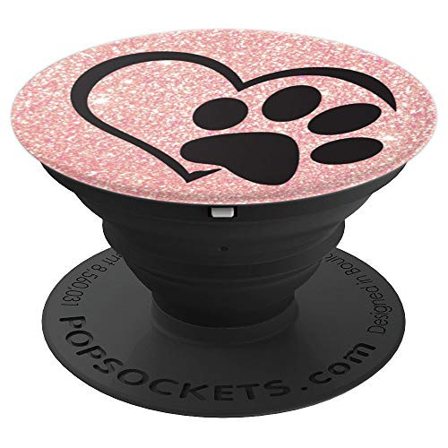 Pink Blush, Paw Print Heart Pattern, Cat Paw, Dog Paw - PopSockets Grip and Stand for Phones and Tablets