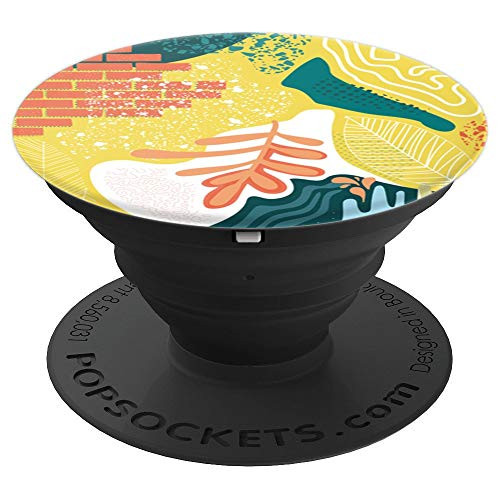 Sassy Southern Charm & Grace Whimsical Coral Yellow & Turquoise Leaf Elements Pattern on Black PopSo - PopSockets Grip and Stand for Phones and Tablets Sassy Southern Charm & Grace Whimsical Coral Yellow & Turquoise Leaf Elements Pattern on Black PopSo - PopSockets Grip and Stand for Phones and Tablets