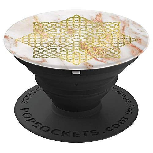 Yellow Mandala Knot Rose White - PopSockets Grip and Stand for Phones and Tablets