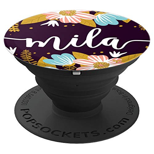 First Name Mila & Pink Blue & Yellow Flowers PACH495 - PopSockets Grip and Stand for Phones and Tablets