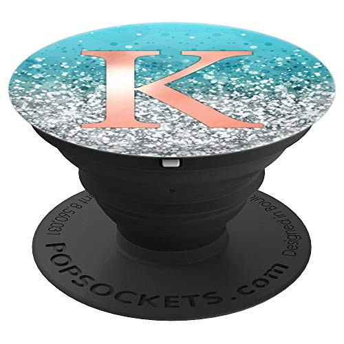 Letter K Grip Golden Rose On Light Blue Grey Design - PopSockets Grip and Stand for Phones and Tablets Letter K Grip Golden Rose On Light Blue Grey Design - PopSockets Grip and Stand for Phones and Tablets